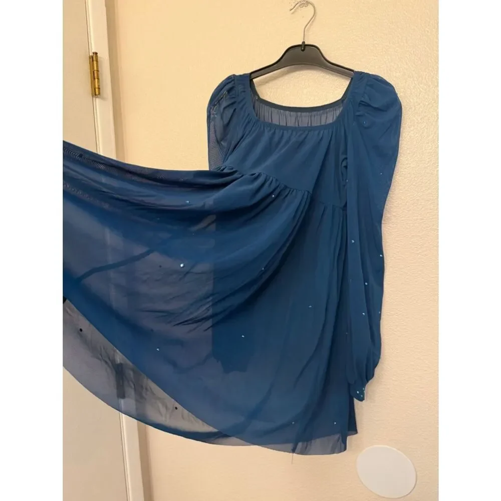 Kelle dance costume blue 2 piece babydoll dress RAINDROPS 8451 MA-Medium adult